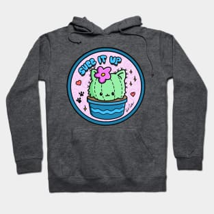 Left chest “Succ It Up” Kawaii Succulent Cat Cactus Hoodie